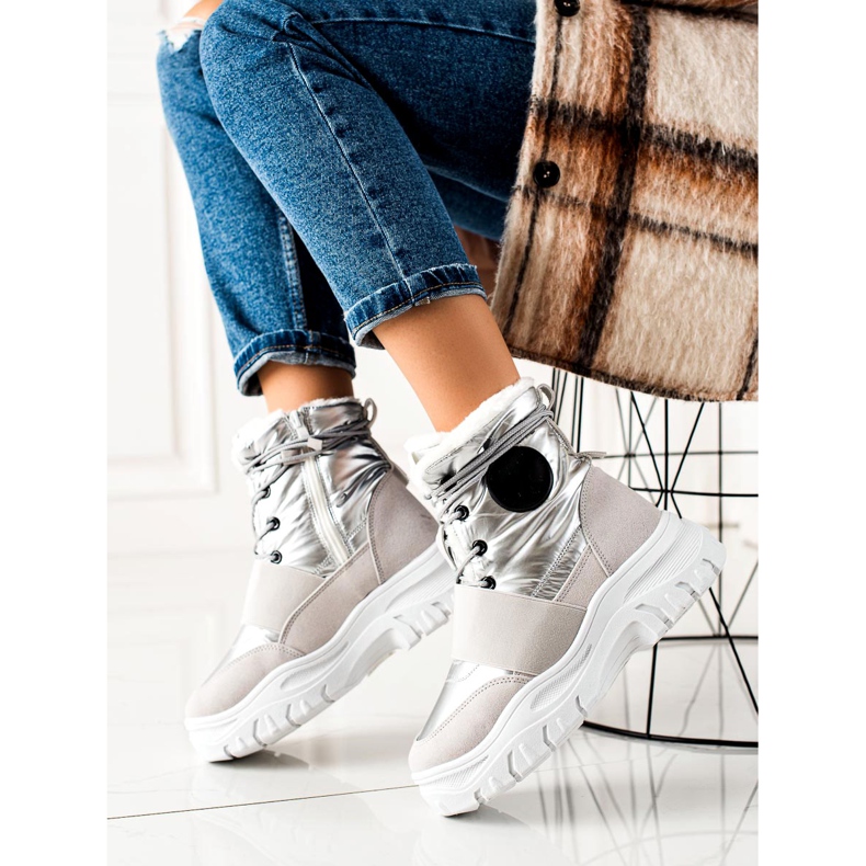 TRENDI Casualowe Śniegowce srebrny szare 1