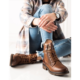 Evento Casualowe Sznurowane Brązowe Botki 1