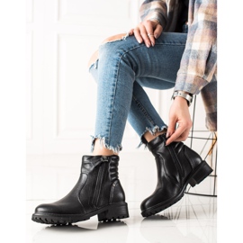 Evento Klasyczne Botki Z Ozdobnym Suwakiem czarne 1