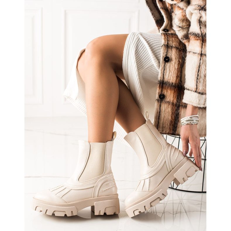 Seastar Beżowe wsuwane botki beżowy 2