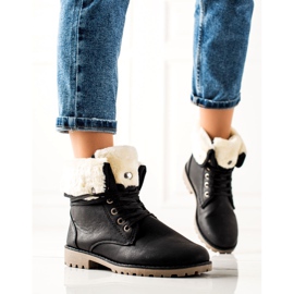 TRENDI Czarne Botki Z Wywijaną Cholewką 1