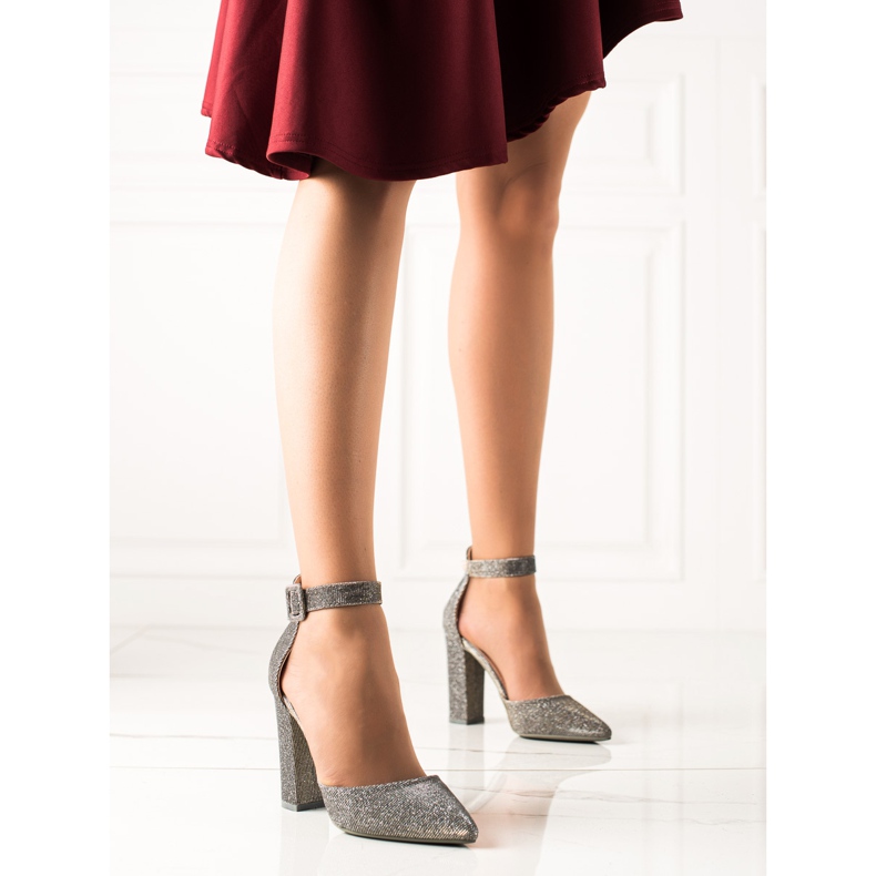 Seastar Srebrne Brokatowe Czółenka beżowy srebrny 1