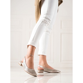 M.Daszyński Ażurowe Buty Z Odkrytą Piętą beżowy 2