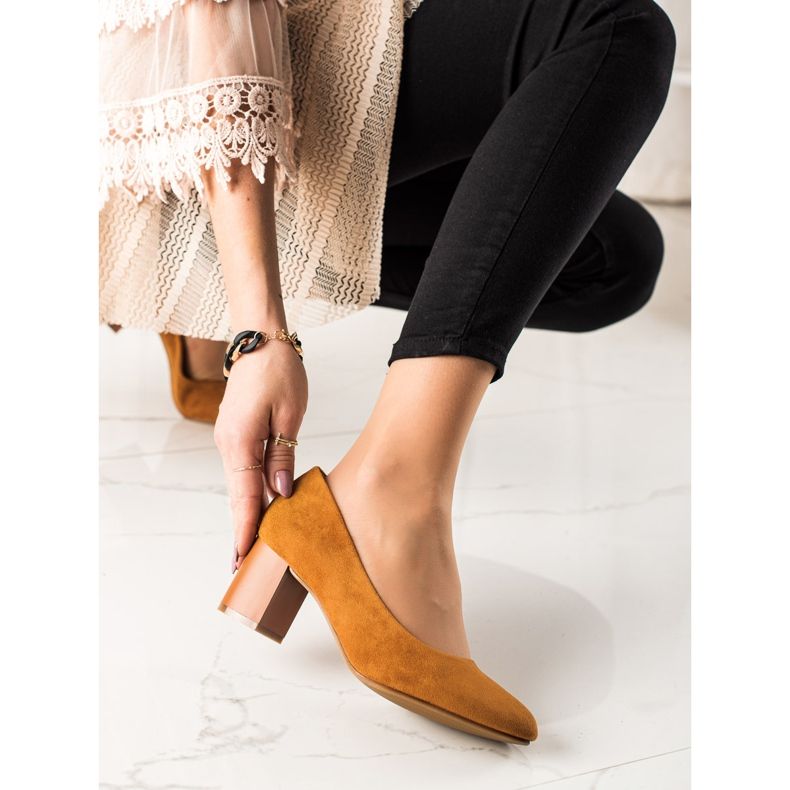 M.Daszyński Camelowe Czółenka brązowe żółte 1