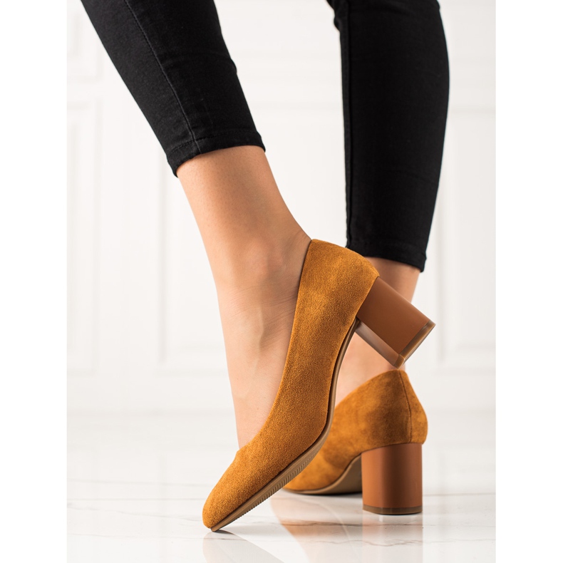 M.Daszyński Camelowe Czółenka brązowe żółte 2