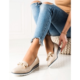 M.Daszyński Baleriny Na Koturnie Z Kokardką beżowy 1