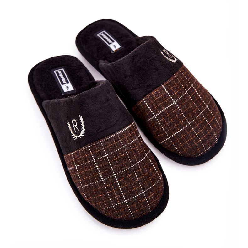 WJ1 Ocieplane Papcie W Kratkę Brązowe Blase 2