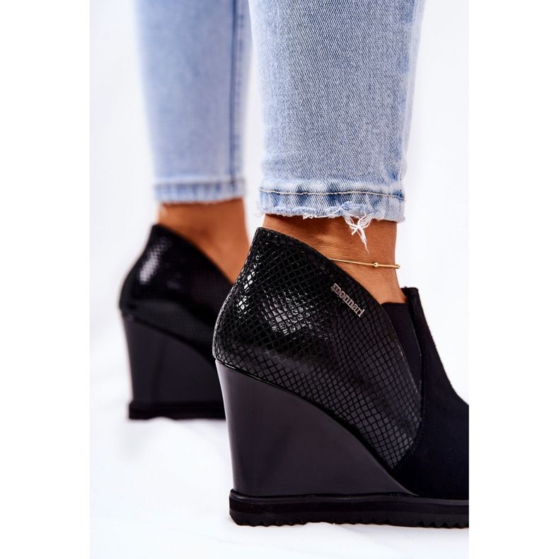 Botki Na Koturnie Zwierzęcy Wzór Monnari 0990-020 Czarne 2