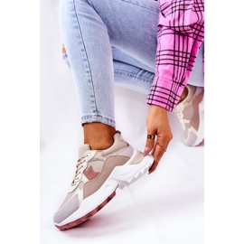 Sportowe Buty Na Platformie Beżowo-Różowe Berenice beżowy 2