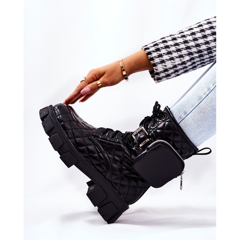 PG2 Botki Na Słupku Pikowane Czarne Maureen 2