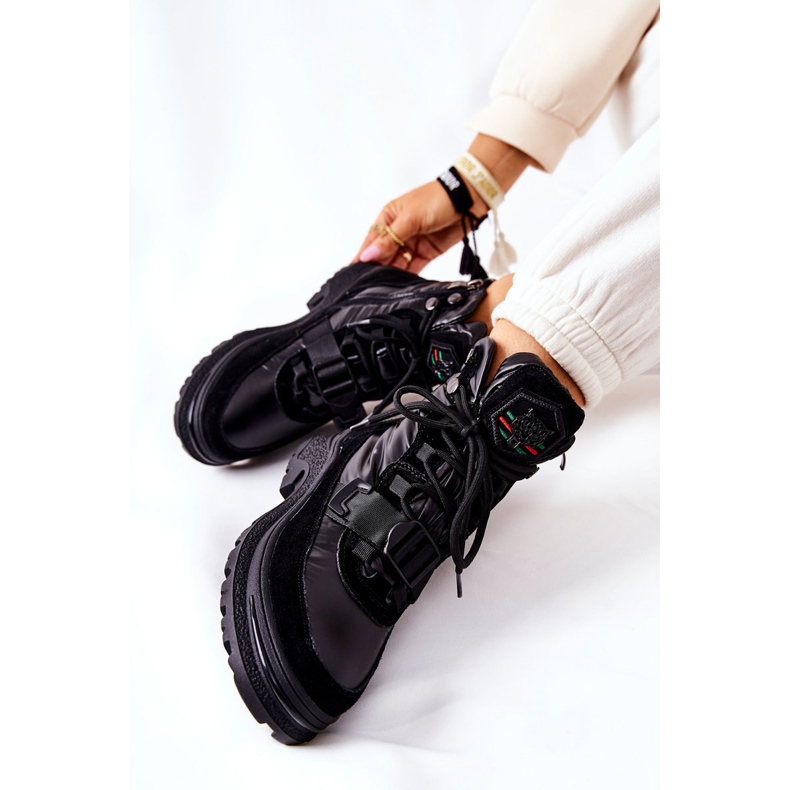 PS1 Damskie Botki Śniegowce Na Suwak Czarne Marcia 1