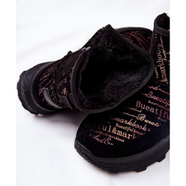 PE1 Ocieplane Śniegowce Z Printem Czarne Freesia 1