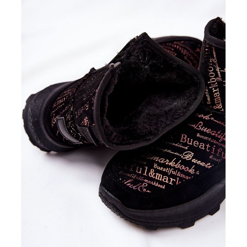 PE1 Ocieplane Śniegowce Z Printem Czarne Freesia 1