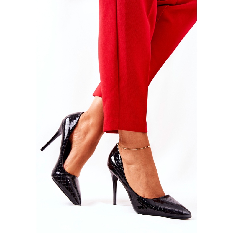 Szpilki Wężowy Wzór Czarne Tissoria 1