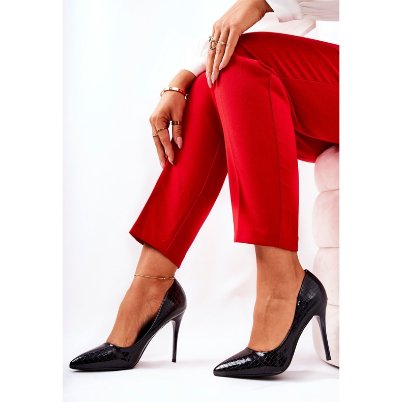 Szpilki Wężowy Wzór Czarne Tissoria 2