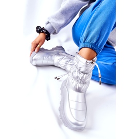 PE1 Damskie Ocieplane Śniegowce Na Suwak Srebrne Starbone srebrny 2