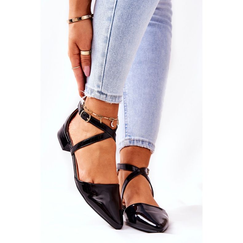 WS1 Lakierowane Czółenka Na Niskim Obcasie Black Giovanna czarne 2