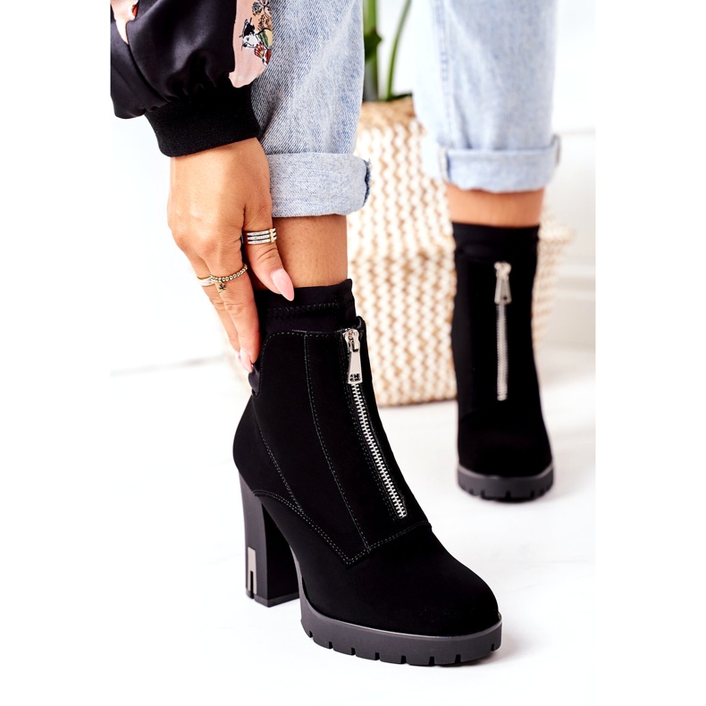 PS1 Ocieplane Botki Na Słupku Czarne Wonder Woman 3