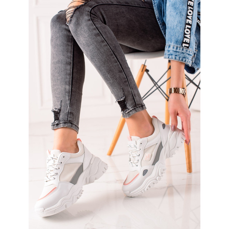 Evento Białe Modne Sneakersy szare 2