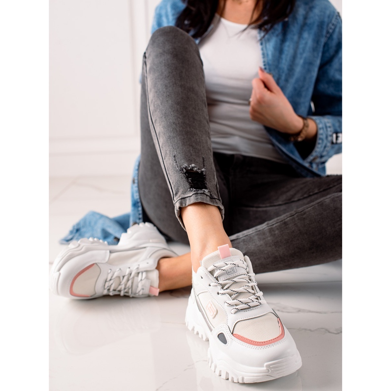 Evento Białe Modne Sneakersy szare 1