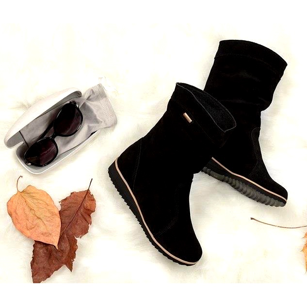 Olivier Skórzane Botki Ocieplane Emi Czarne 1