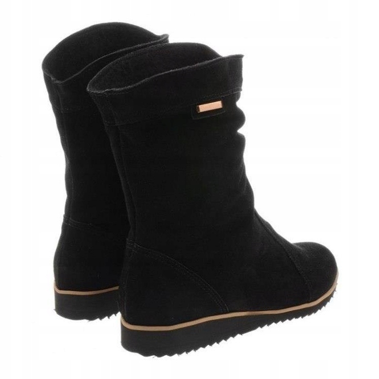 Olivier Skórzane Botki Ocieplane Emi Czarne 3