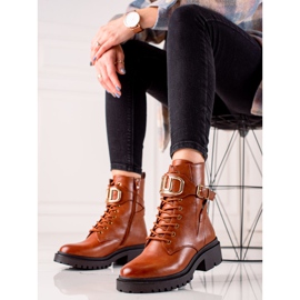 Diamantique Eleganckie Workery Z Ozdobą brązowe 1