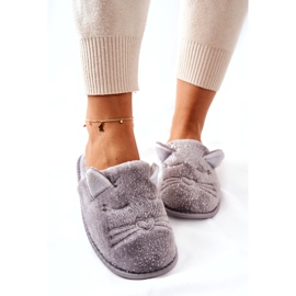 PE1 Papcie Błyszczące Kotki Z Uszami Szare Kaisy 2