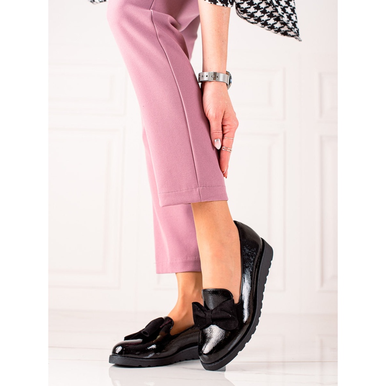 La.Fi Lakierowane półbuty z kokardą czarne 2