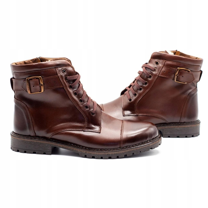 Olivier Męskie śniegowce 910MP ciemny brąz brązowe 3