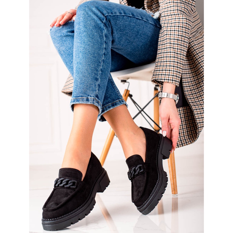 Zamszowe Czarne Mokasyny LA.FI 1