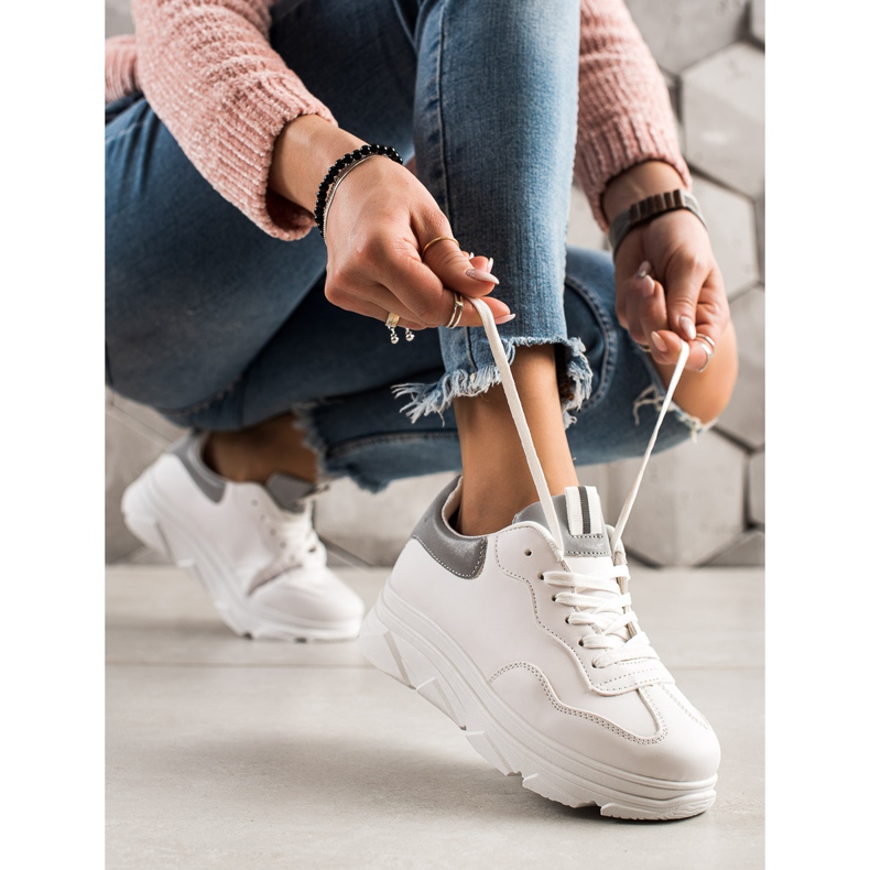 TRENDI Białe Sneakersy srebrny 1