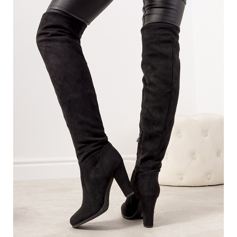 Czarne kozaki na słupku ocieplane Licurgo 1