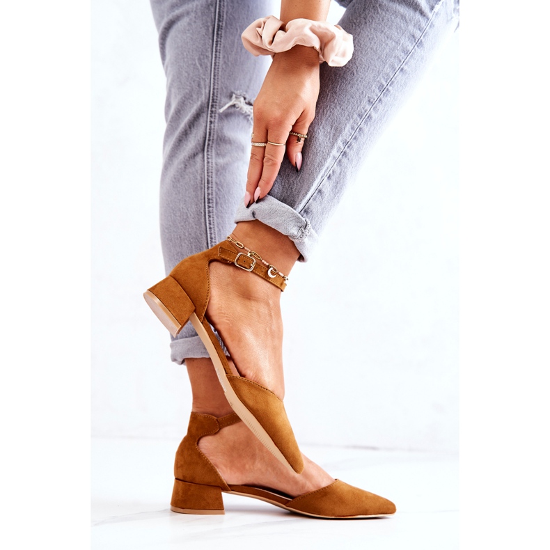 WS1 Zamszowe Czółenka W Szpic Camel Calliope brązowe 1