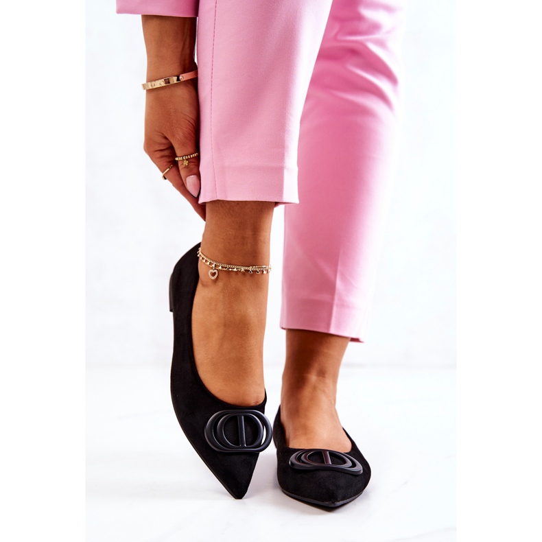 PS1 Zamszowe Baleriny W Szpic Czarne Neriso 2