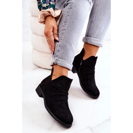 PS1 Ażurowe Marszczone Botki Czarne Cynthia 2