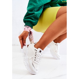 FS2 Sneakersy Na Platformie Białe Sallie srebrny 1