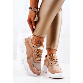 FS2 Sneakersy Na Platformie Brązowe Sallie beżowy złoty 1