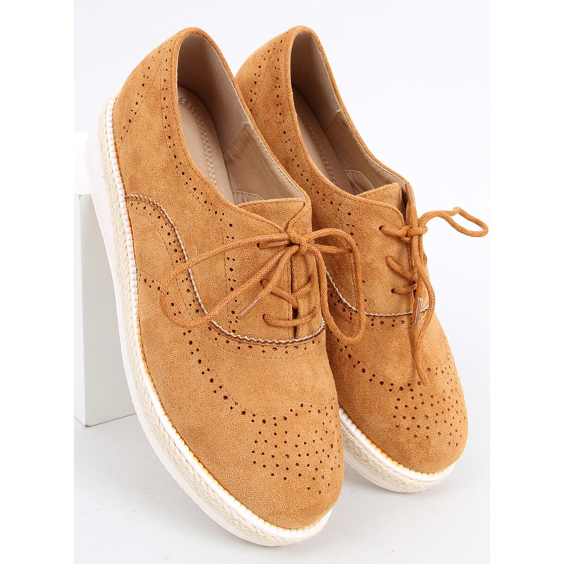 Półbuty damskie espadryle Apia Camel brązowe 1