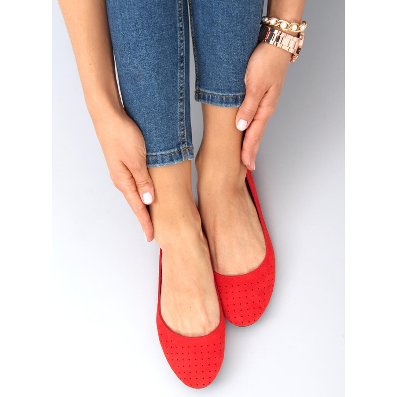 Baleriny ażurowe Ameli Red czerwone 1