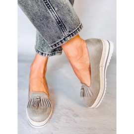 Mokasyny damskie espadryle Hilma Grey szare 1