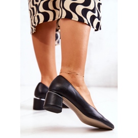 Skórzane Czółenka Nosek W Szpic Czarne Marilyn 1