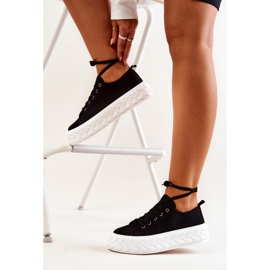 PS1 Tenisówki Na Masywnej Platformie Czarno-Białe Suzane czarne 2