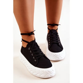 PS1 Tenisówki Na Masywnej Platformie Czarno-Białe Suzane czarne 1
