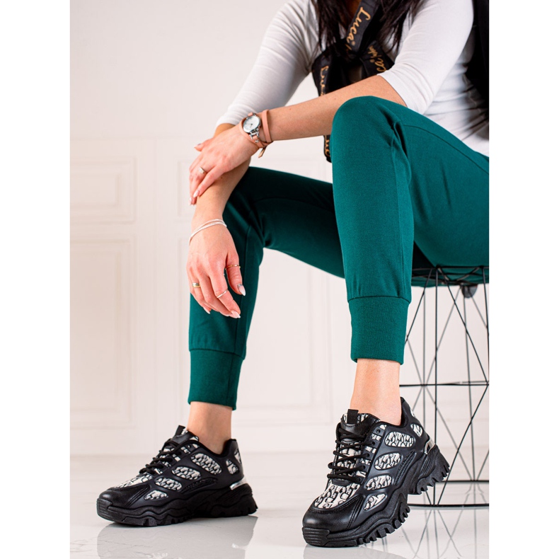 TRENDI Czarne Sneakersy Na Platformie 1