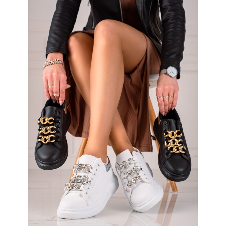 TRENDI Modne Sneakresy Z Łańcuszkiem białe 1