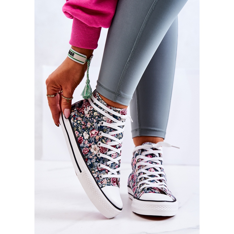 FS2 Wysokie Trampki W Kwiaty Zielone Nollie wielokolorowe 1