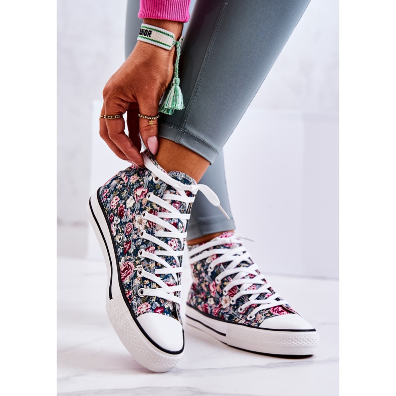 FS2 Wysokie Trampki W Kwiaty Zielone Nollie wielokolorowe 2