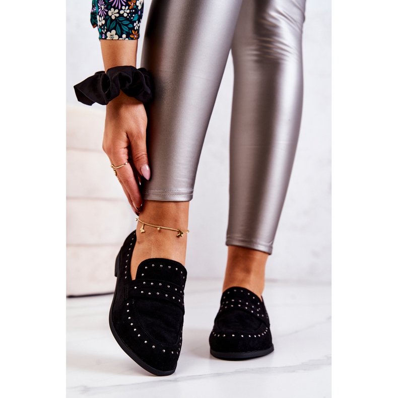 PL5 Zamszowe Mokasyny Z Dżetami La.Fi Czarne Maliyah 2