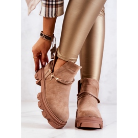 PS1 Zamszowe Botki Workery Z Paskami Beżowe Moriah brązowe 2